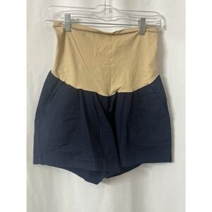 MOTHERHOOD MATERNITY WOMENS KHAKI SHORTS‎ BLUESIZE LARGE BELLY PANEL (B5)